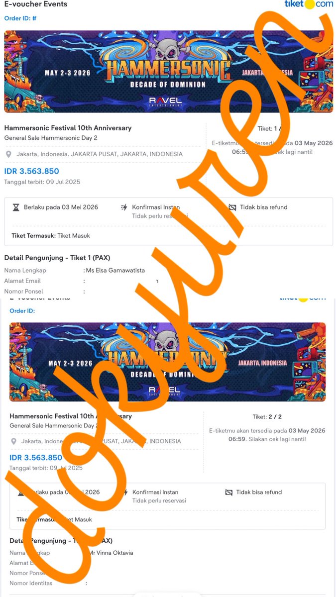 wts want to sell
tiket hammersonic day 2

✅punya pribadi
✅ready 2 tix
✅diurus sampai jadi tiket fisik

take all 7jt pas (negotiable)

Kalau minat &amp; mau tanya tanya dulu bisa dm ya🫰🏻