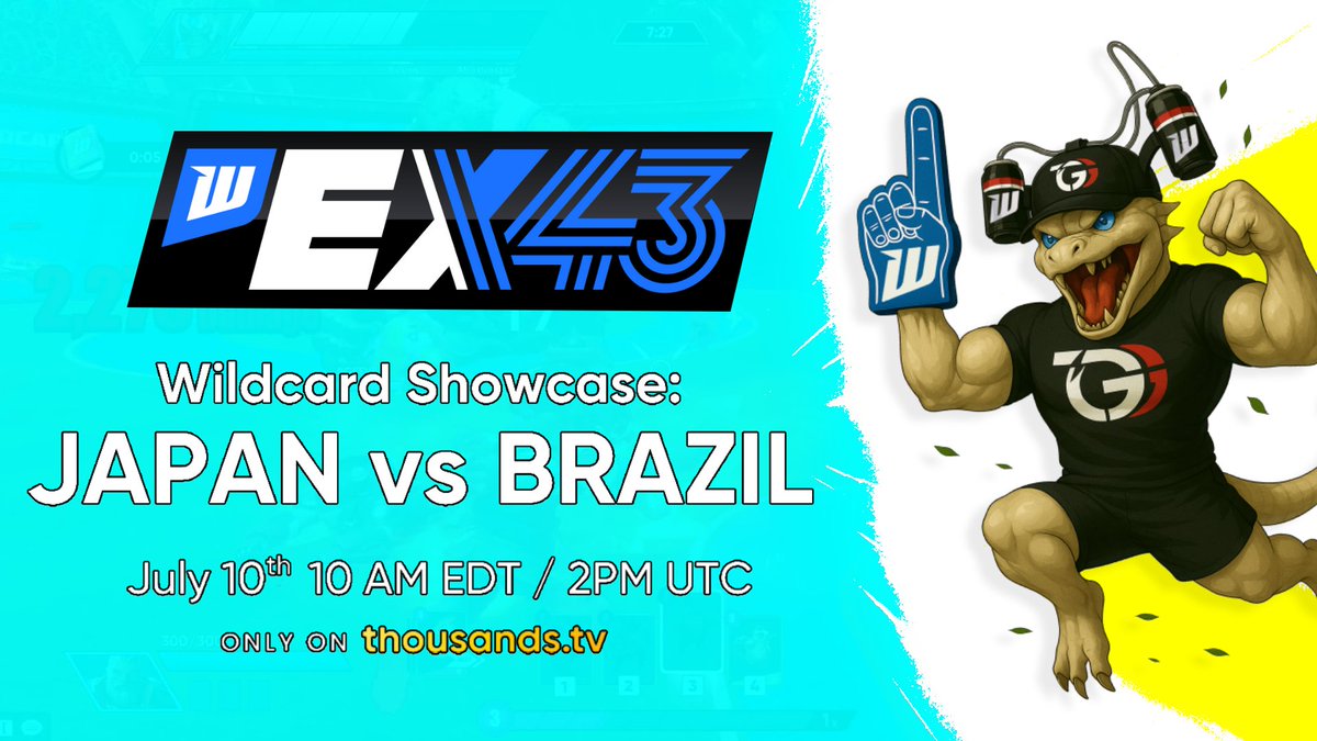 MizukiCheble's tweet image. EX43 Wildcard Showcase Japan vs Brazil.
Two powerhouse regions face off in this international showdown as top players from 🇯🇵 and 🇧🇷 battle it out in Wildcard.
And to present this great clash we will have Blake and Storming as casters.
📅July 10 at 2pm UTC on @ThousandsTV