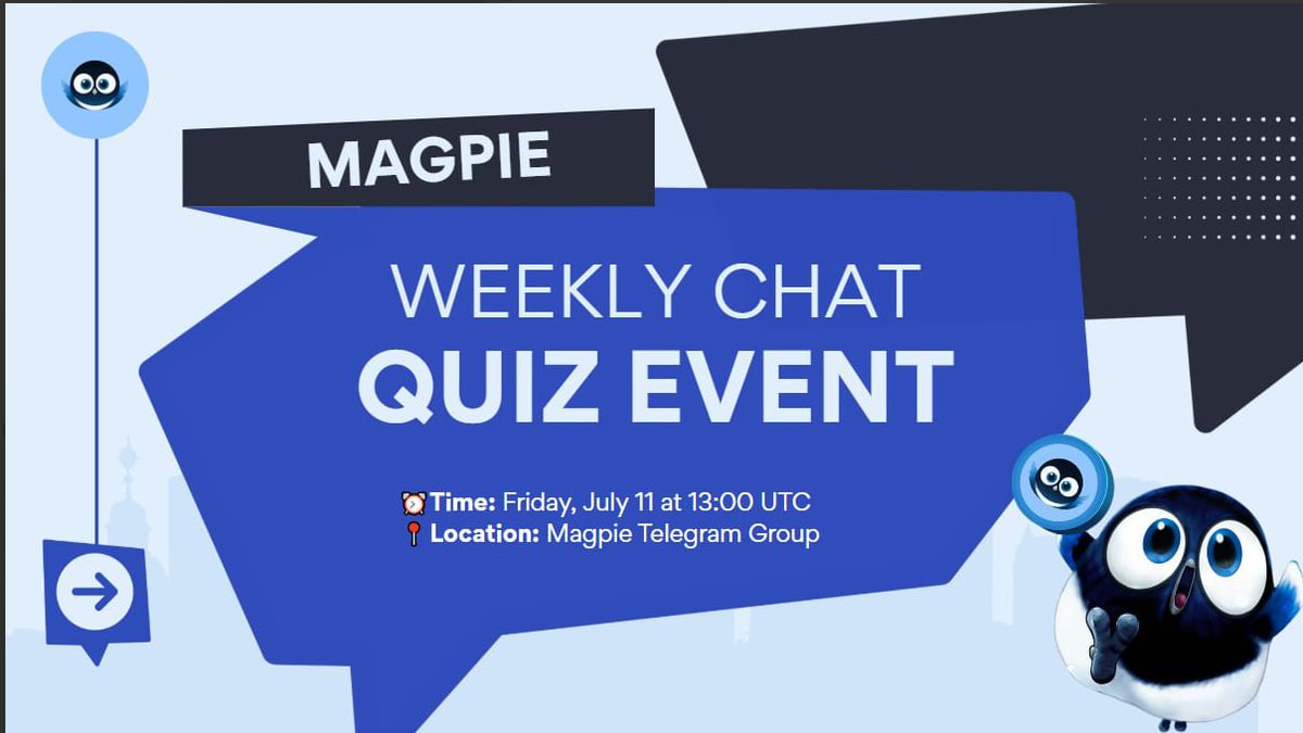 DeFiCryptoXL's tweet photo. 🧵🎉 فعالية Magpie الأسبوعية!
🗓 الجمعة 11 يوليو – الساعة 13:00 UTC
📍 انضم إلى دردشة تيليغرام

💬 موضوع الدردشة:
"أي SubDAO تشارك فيه حالياً؟"
🏆 $5 لأكثر 2 مشاركين تفاعلاً ونشاطاً!
👇 https://t.co/g9WrnvJ2du