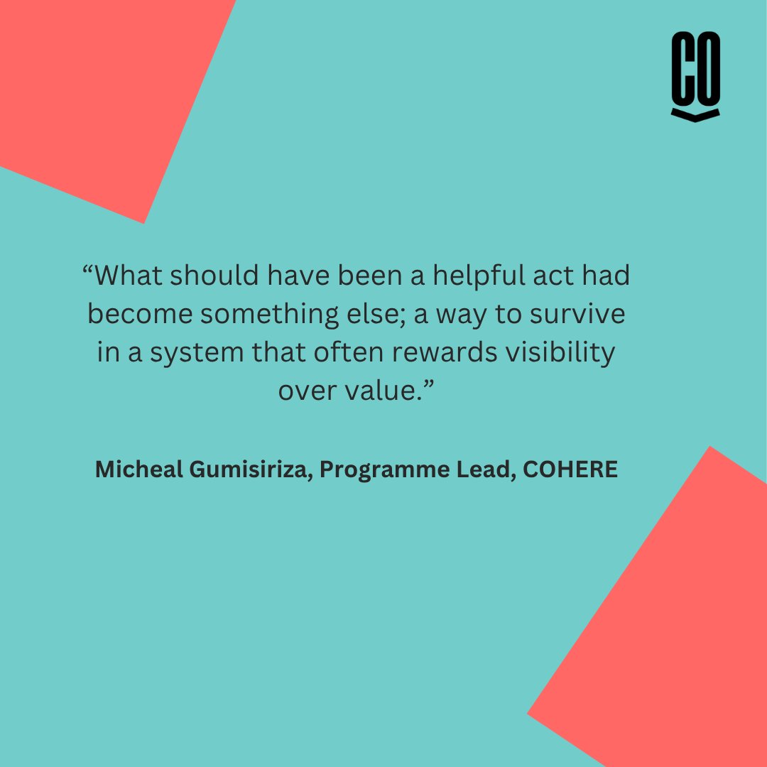 WeAreCohere_Org's tweet image. What happens when RLOs perform for donors instead of communities?
⚫ Soap for photos
⚫ Sandal trainings no one asked for
Because the system rewards optics over impact. A powerful reflection by Micheal Gumisiriza on what needs to change.
📖 Read more: tinyurl.com/y7rkb6mf
