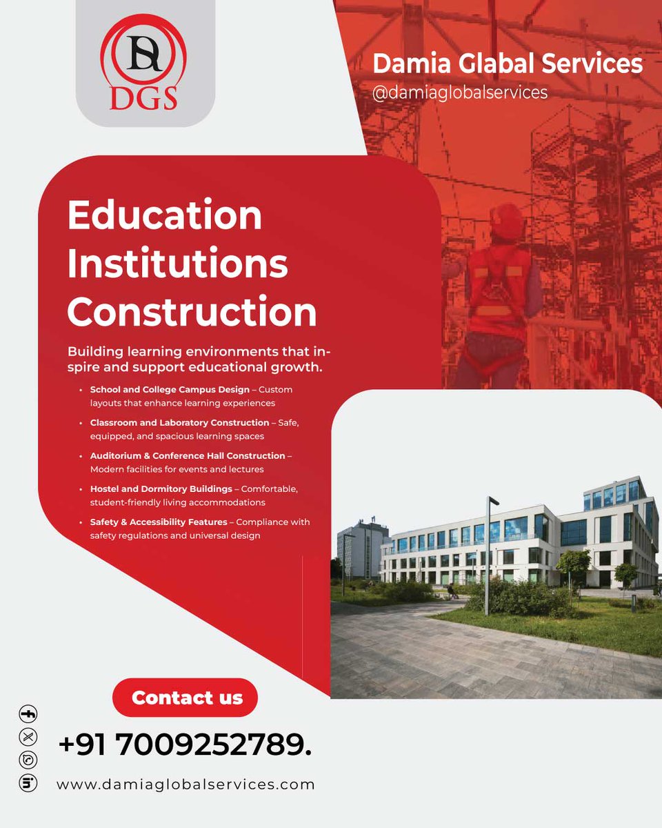 damiaservices's tweet image. From schools to universities, we construct educational spaces that inspire learning, growth, and excellence.

#educationalconstruction
#schoolconstruction
#campusdevelopment
#infrastructureforeducation
#buildingfutures
#educationinfrastructure