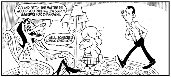 AndrewMorrice1's tweet image. 1/2 Slink perfers the finer things in life.

Link to comic in following Tweet.

#HRAMcomics #blonge #tapas #comic