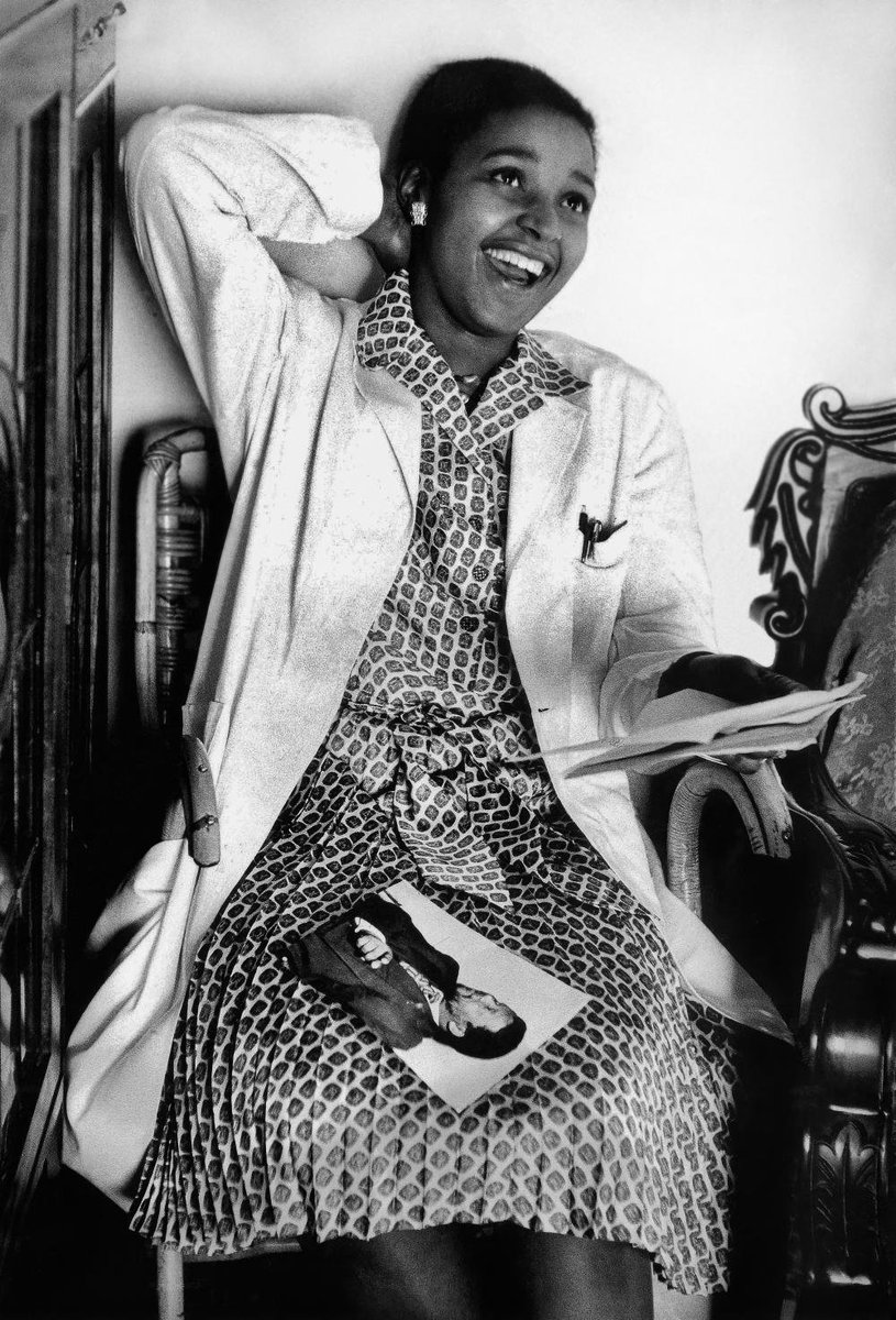 Winnie Mandela reading a letter from her husband Nelson Mandela in 1964. Picture: Alf Kumalo