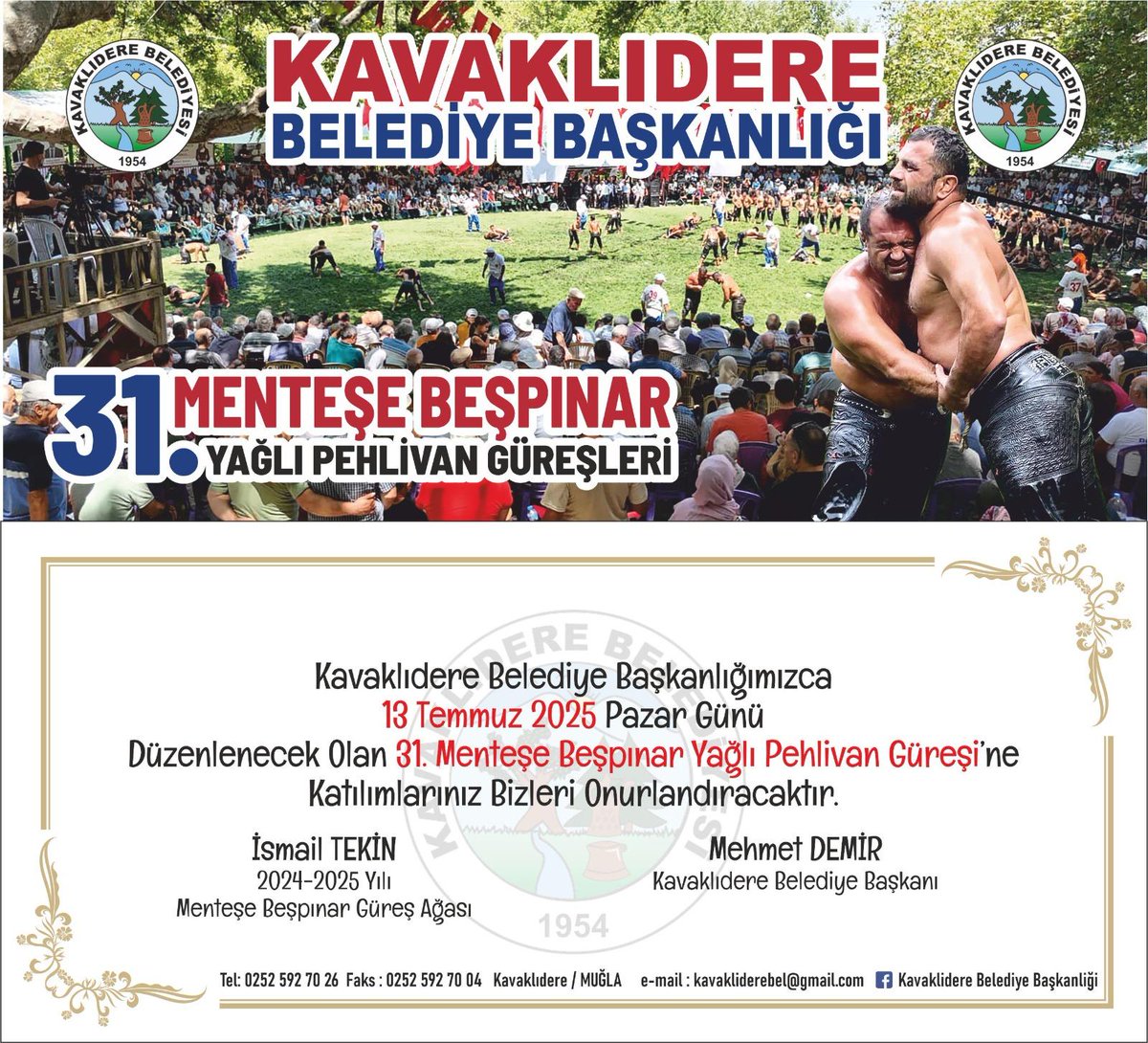 kenthayat.com/kavaklidere-be…
Kavaklıdere Belediyesinden Yağlı Güreş Etkinliklerine Davet
<a href="/MvMehmetdemir/">Mehmet Demir</a> @kavakliderebelediyes