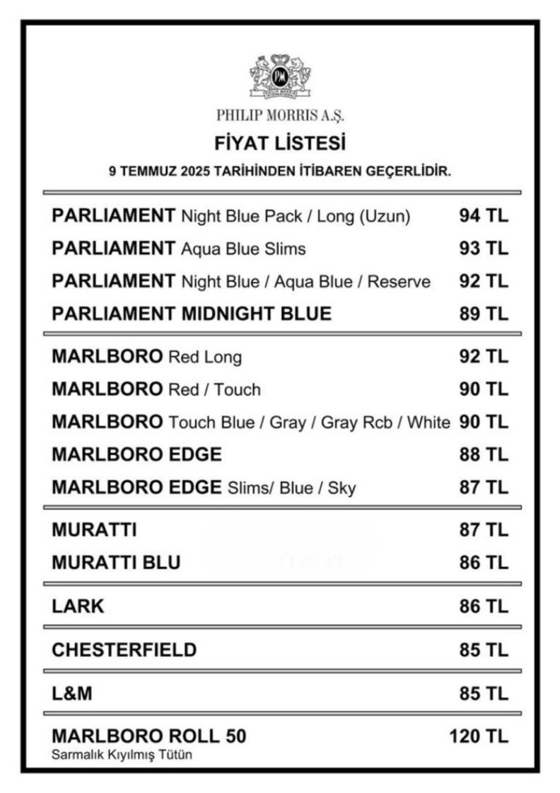 Philip Morris sigara grubuna zam geldi.