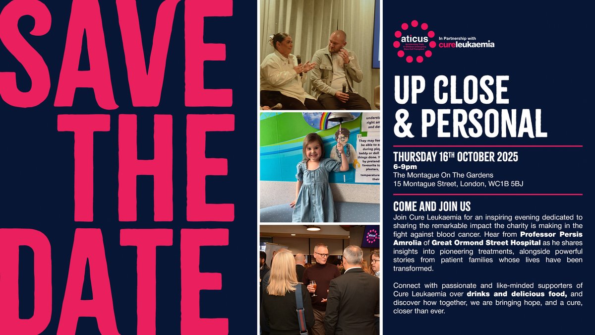 CureLeukaemia's tweet photo. Join us as we take our Up Close &amp; Personal events to London on Thursday 16th October.

Connect over drinks and delicious food, and discover how your support is accelerating progress and bringing us closer to a cure.

To register your place visit https://t.co/WGFVMMHmWn https://t.co/o1BaOA8p1f