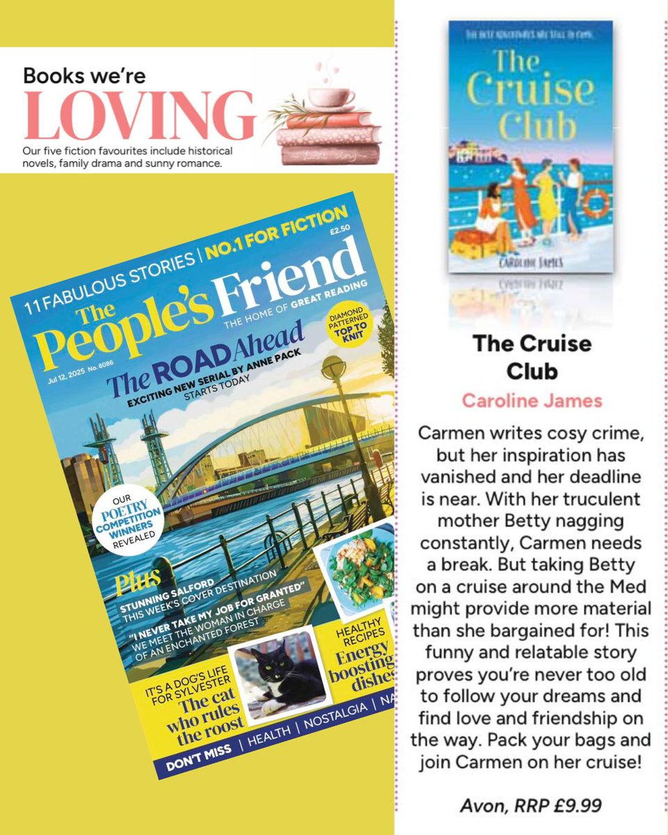 📚❤️Caroline James ❤️📚 (@carolinejames12) on Twitter photo 🎉Lovely to see #TheCruiseClub in The People's Friend Magazine this week (Big thanks to <a href="/Lindahill50Hill/">Linda Hill</a> ❤️)
Have you set sail with Carmen and the crew? 🛳📚
geni.us/TCCN
Out Now!
⭐️⭐️⭐️⭐️⭐️ 🎉Lovely to see #TheCruiseClub in The People's Friend Magazine this week (Big thanks to <a href="/Lindahill50Hill/">Linda Hill</a> ❤️)
Have you set sail with Carmen and the crew? 🛳📚
geni.us/TCCN
Out Now!
⭐️⭐️⭐️⭐️⭐️