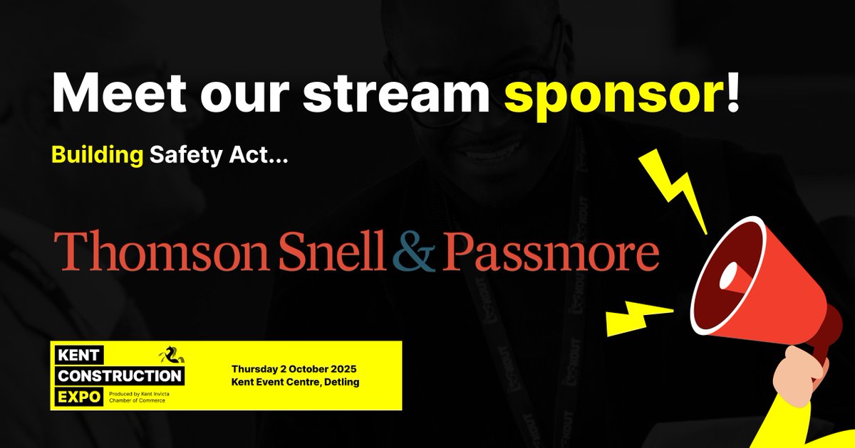Our first stream sponsor is confirmed! 🚨Thomson Snell and Passmore will be sponsoring the Building Safety Act conference stream at this year’s EXPO. If you want to stay up to date with recent legislative changes in our industry then make sure to join this stream #KentConEXPO