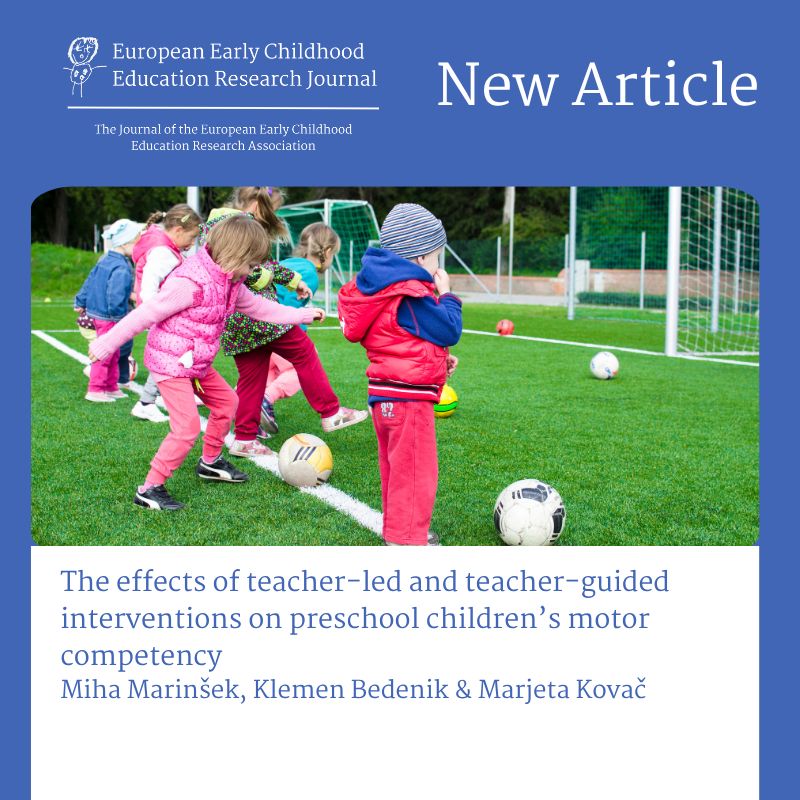 eecera's tweet image. 📄 New article in the EECERJ: 

The effects of teacher-led and teacher-guided interventions on preschool children’s motor competency
Miha Marinšek, Klemen Bedenik &amp;amp; Marjeta Kovač

tandfonline.com/doi/full/10.10…

#AcademicResearch #JournalArticle #ResearchFindings #NewResearch #EECERJ