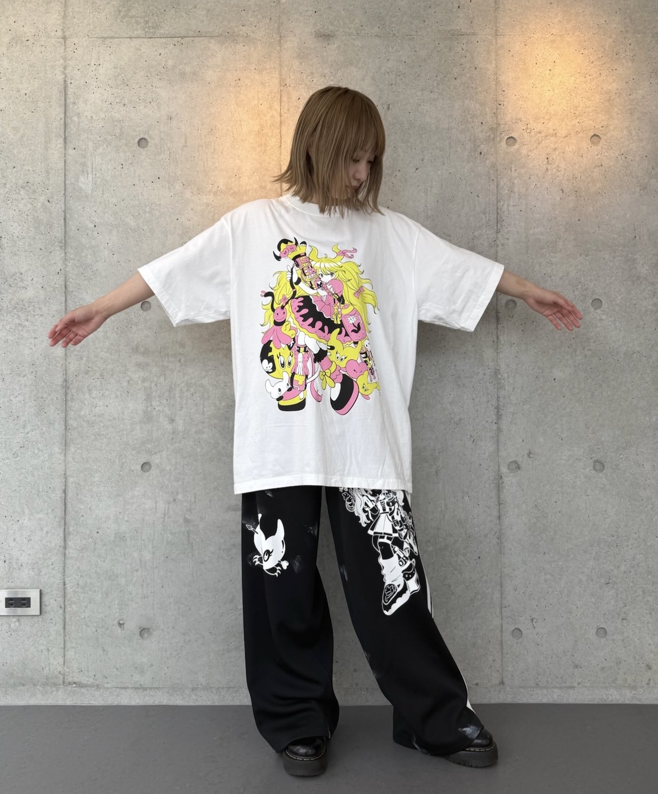 Kidill PUNK GIRL T-SHIRT ホワイト　田中かえ KIDILL - 【25SS】ロリータ ガール Tシャツ ハード ウォッシュ