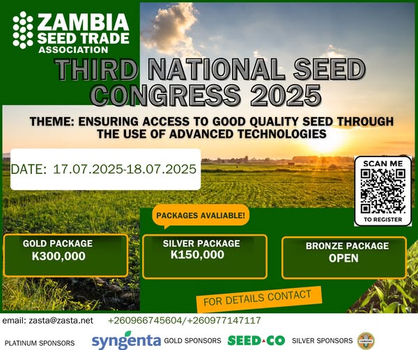 African Seed AFSTA (@afsta_seed) on Twitter photo Get ready for the Third National Seed Congress 2025 in Zambia! Join ZASTA from July 17-18 as we explore "Ensuring Access to Good Quality Seed Through the Use of Advanced Technologies." Don't miss out! #ZASTACongress #SeedTechnology #QualitySeed
#BetterSeedBetetrLife <a href="/AFSTA_Seed/">African Seed AFSTA</a> Get ready for the Third National Seed Congress 2025 in Zambia! Join ZASTA from July 17-18 as we explore "Ensuring Access to Good Quality Seed Through the Use of Advanced Technologies." Don't miss out! #ZASTACongress #SeedTechnology #QualitySeed
#BetterSeedBetetrLife <a href="/AFSTA_Seed/">African Seed AFSTA</a>