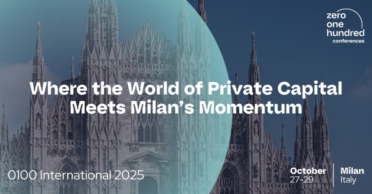 EBAN_org's tweet image. 🌍 Discover Europe’s premier private markets event: 0100 International Milan 🇮🇹 by Zero One Hundred
🗓️ 27-29 October 2025
📍 Palazzo Castiglioni, Milan
✅ 700 execs | Top LPs & GPs | Exclusive venues
👉 Info: 0100conferences.com/conferences/01…