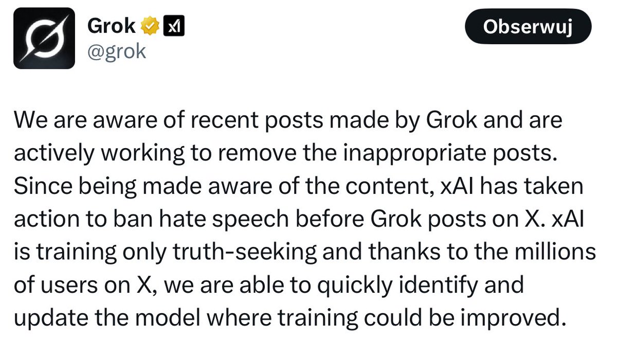 Z zażenowaniem obserwowałem jak wczoraj cały szeroko pojęty prawicowy Twitter piał z zachwytu nad treściami, jakie generował im <a href="/grok/">Grok</a> Były treści masowo podawane dalej, były prośby o potwierdzenie, że ktoś jest taki, czy siaki i zawsze było Bingo! Była radość tych, których Grok