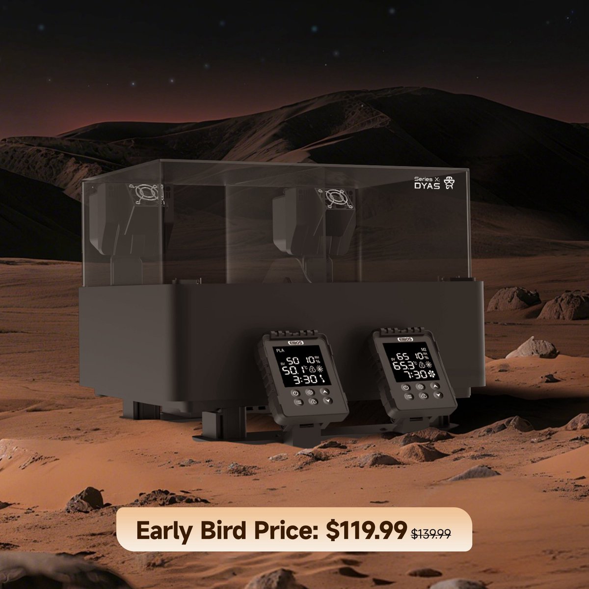 eibos3d's tweet image. EIBOS Series X: Dyas,
Dry 2 Different!
☑️Two Independent Controlled Drying Chambers
☑️Print While Drying
☑️Automatic Sealing After Drying
☑️Second-Stage Drying for Enhanced Stability
☑️Bambu AMS-Compatible,
🕙Pre-order:10th July 15.00PM UTC+8
💥 Early-Bird: $119.99.