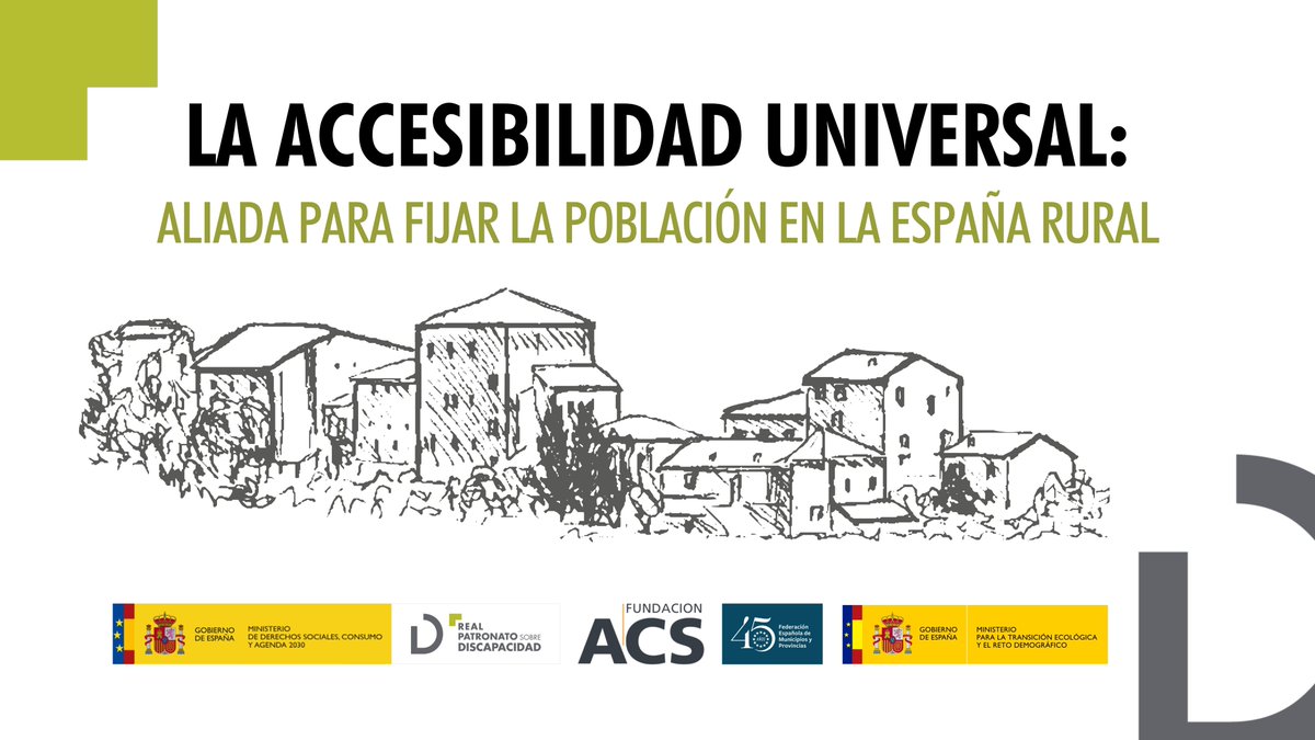⏰A las 10:30 comienza la jornada "La accesibilidad universal: aliada para fijar la población en la España rural" en la sede de la #FEMP. 

📺Podrá seguirse en directo a través de este enlace:
youtube.com/live/gEul-7Yfi…