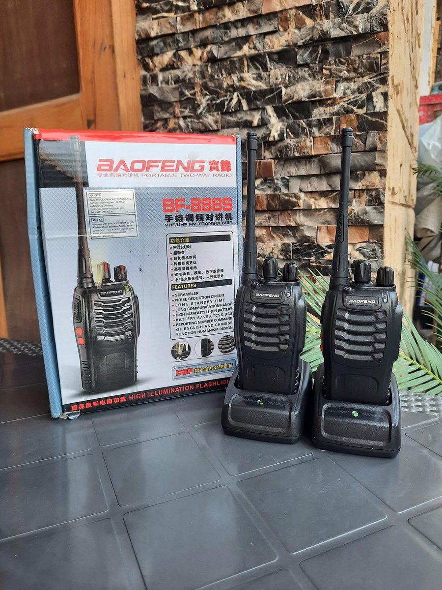 🏷️150,000/- Ugx x2 pieces (A Pair)

Baofeng Walkie Talkie
16 - Channels

📞0752233356, we do delivery countrywide.