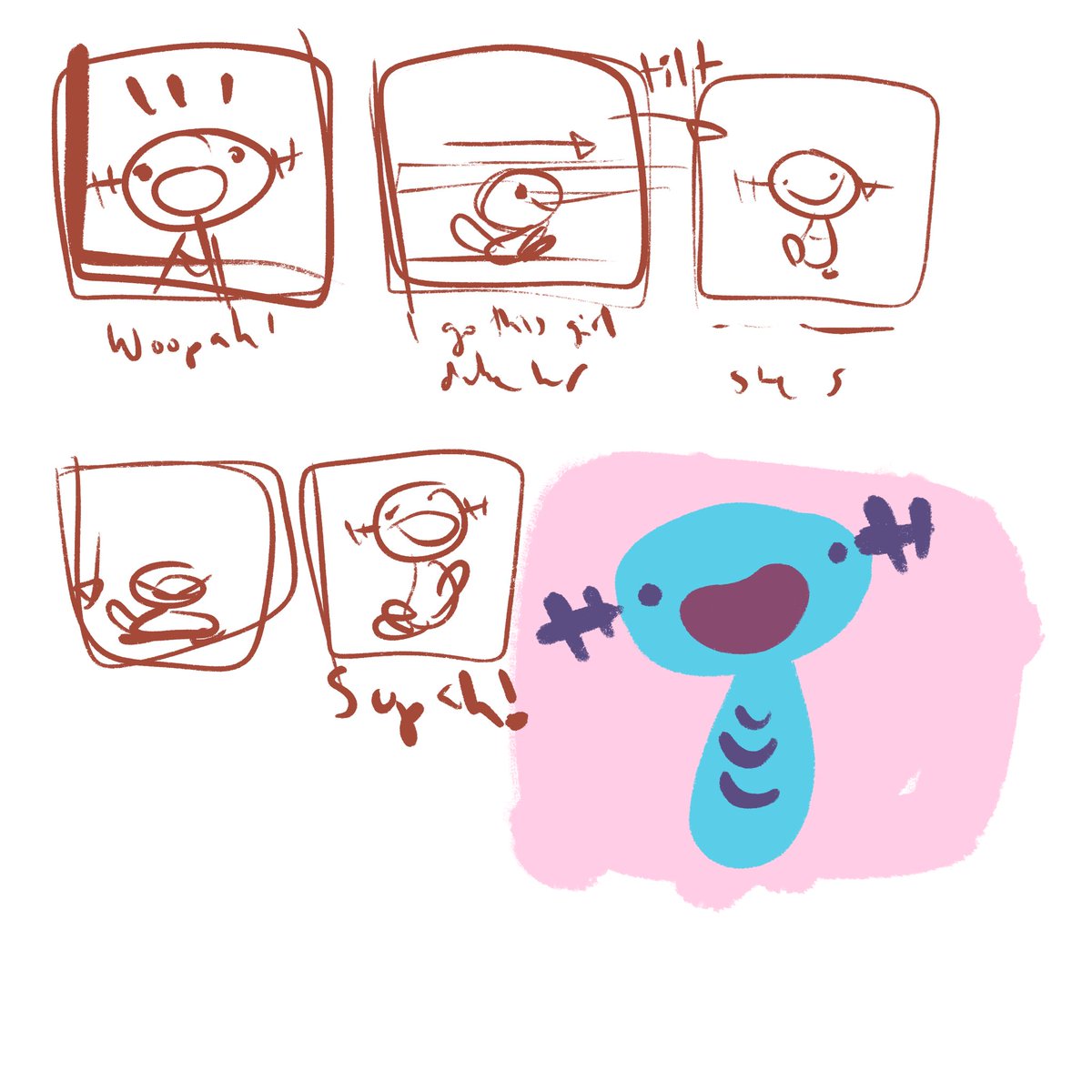 fishwitches's tweet image. Here are my incomprehensible storyboards for the wooper animation.