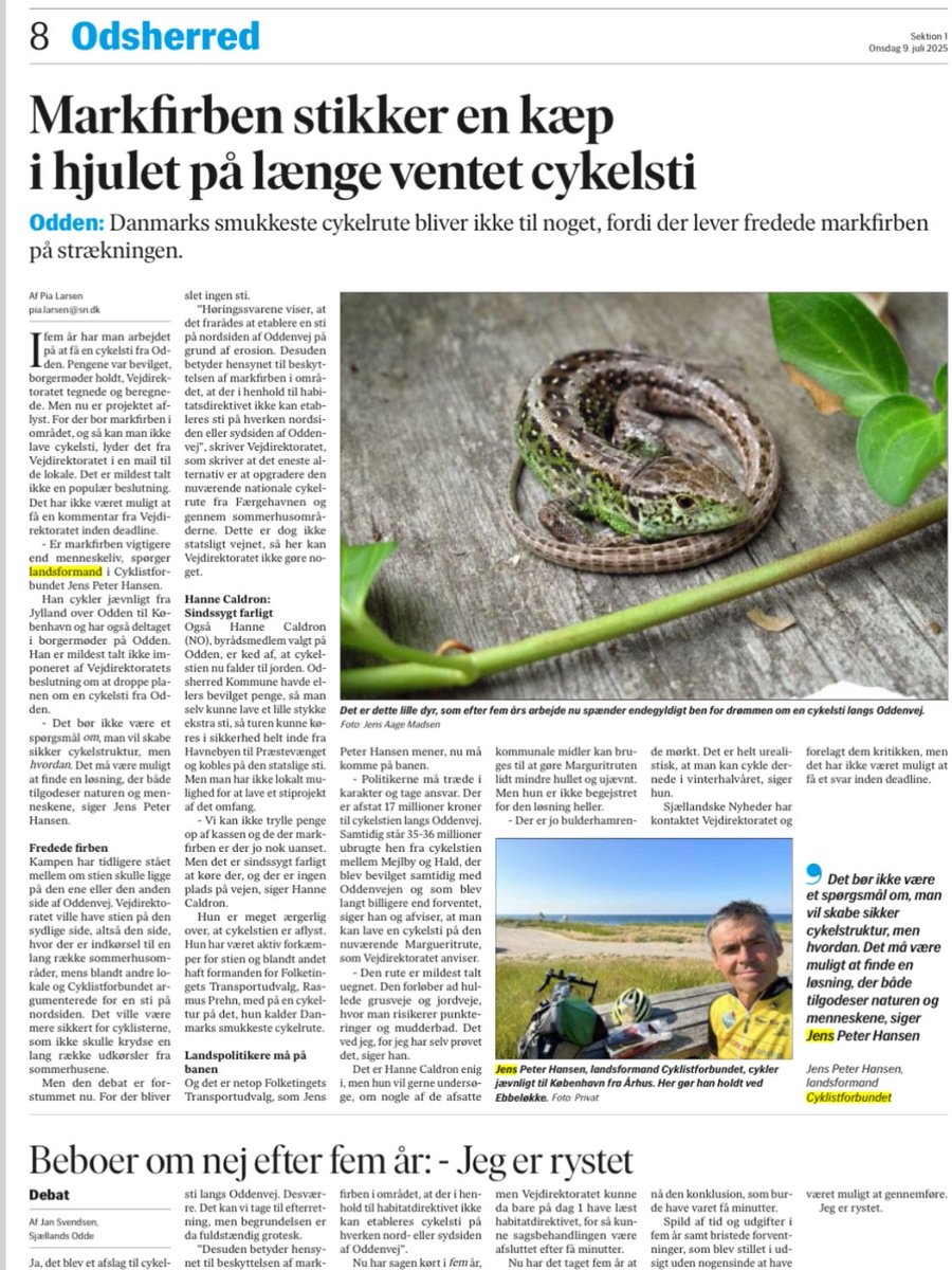 Cyklistforbundet (@cyklistforbund) on Twitter photo Er markfirben vigtigere end menneskeliv? spørger Cyklistforbundets landsformand, <a href="/jenspeterhansen/">Jens Peter Hansen</a>
#dktrp #dkpol Er markfirben vigtigere end menneskeliv? spørger Cyklistforbundets landsformand, <a href="/jenspeterhansen/">Jens Peter Hansen</a>
#dktrp #dkpol