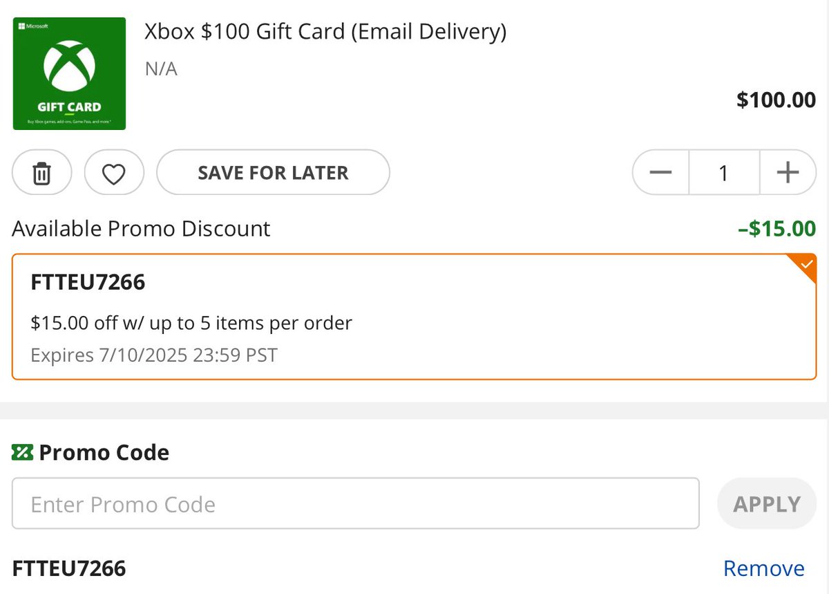 🎮 Xbox $100 Gift Card now $85 via Newegg

🏷️ Use Code FTTEU7266 At Checkout

🔗 - link.lordofsavings.com/44AzHqr

#LRDeal | #AD