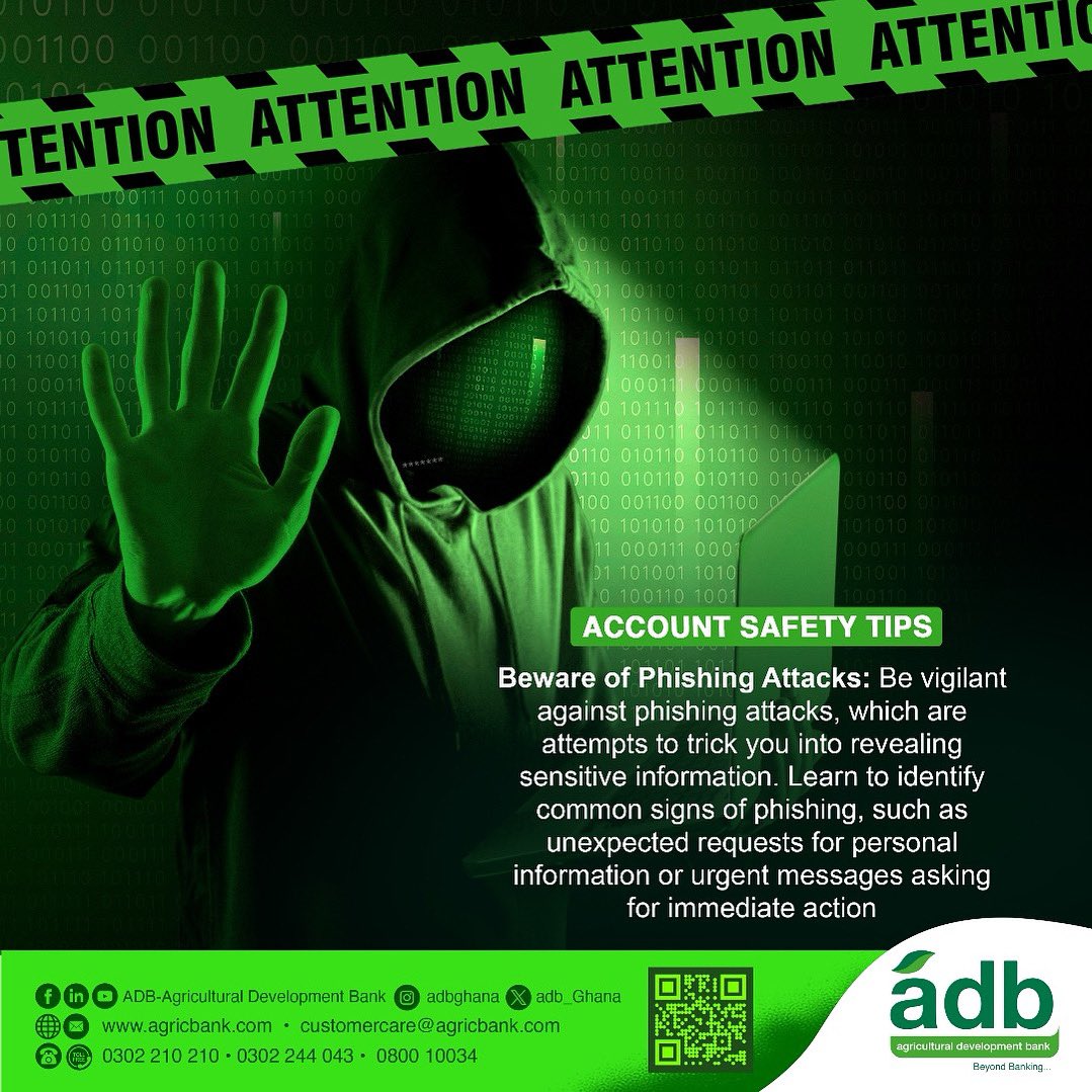 adb_Ghana's tweet image. Stay alert, stay secure! 🔐 Never share personal info with unverified sources. #ADBSecurityTips
ADB, Beyond Banking…