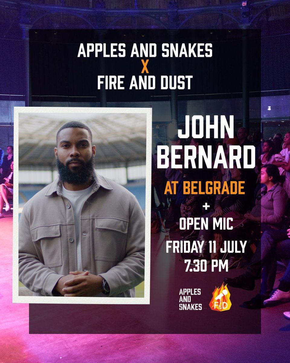 HereComesEveryone (@herecomesevery1) on Twitter photo 📅 Fri 11th July - Treat yourself to a night out with #Poetry / #SpokenWord! Headliner is #Coventry Poet Laureate <a href="/johnpoetbernard/">JohnPoetBernard</a>. Venue: Belgrade Theatre. Bar opens 7PM, gig starts 7.30PM. Open mic - request a slot on arrival (random draw).
Tickets: buff.ly/X5KZRGm 📅 Fri 11th July - Treat yourself to a night out with #Poetry / #SpokenWord! Headliner is #Coventry Poet Laureate <a href="/johnpoetbernard/">JohnPoetBernard</a>. Venue: Belgrade Theatre. Bar opens 7PM, gig starts 7.30PM. Open mic - request a slot on arrival (random draw).
Tickets: buff.ly/X5KZRGm