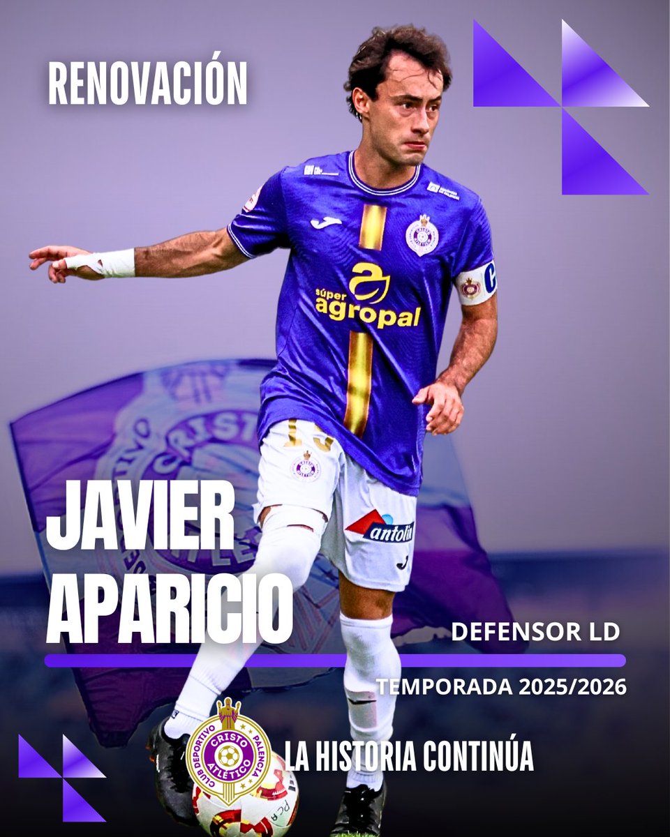⚽️ＰＬΛＮＴＩＬＬΛ ２５／２６
📝ＲΞＮＵΞＶΛ

Javi Aparicio "APA" seguirá un año más dándolo TODO con la camiseta y el brazalete©️del equipo de su tierra 💜⚽

➡️ Tercera temporada defendiendo nuestro escudo. Palencia en vena 💉

¡Vamos con todo, capitán 💪
#lahistoriacontinua 💜