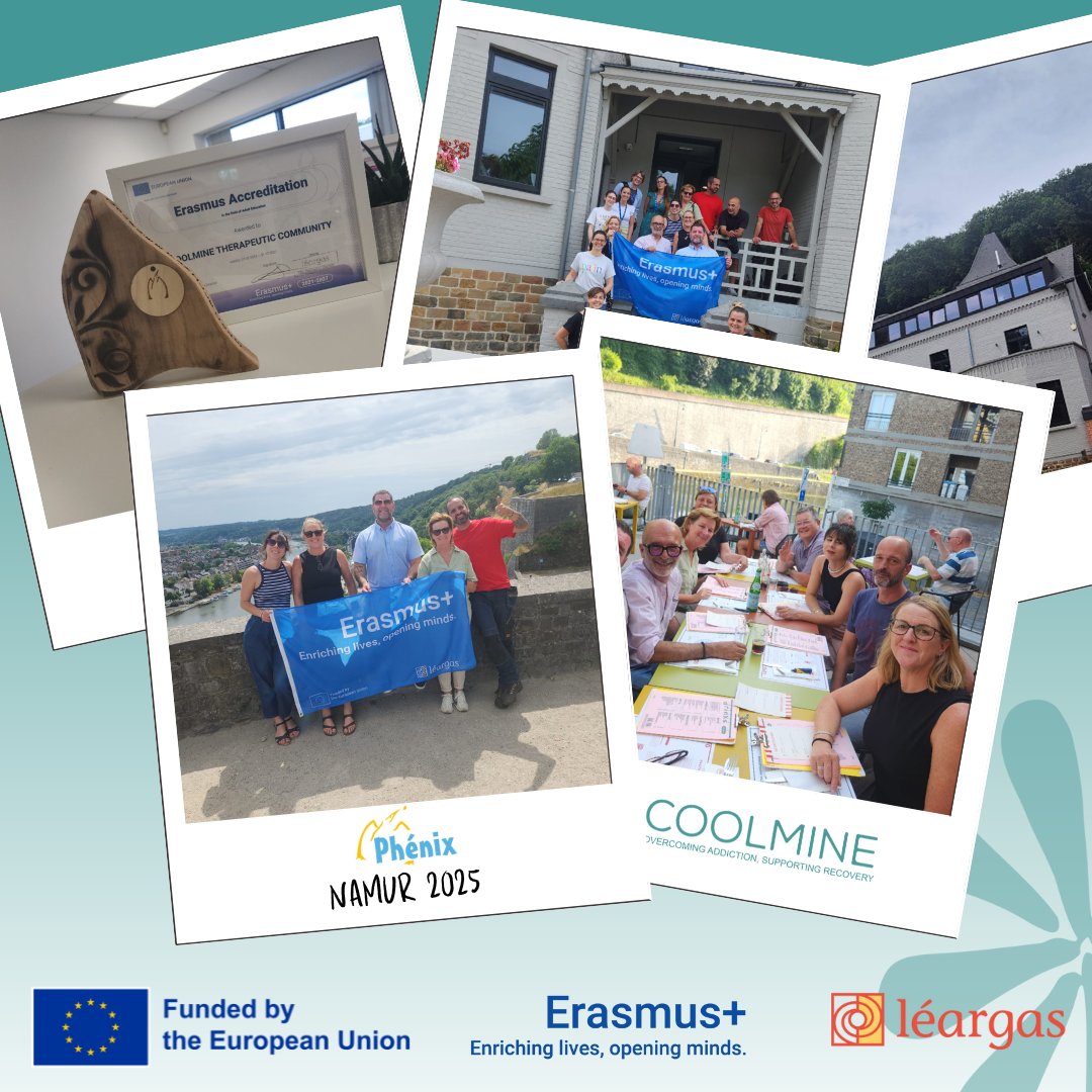 CoolmineTC's tweet image. As part of the Erasmus+ programme, Coolmine staff members Tara, Tom, Alba, and Karen recently visited the Phénix TC in Namur, Belgium.
Thank you again, Phénix TC — we look forward to staying connected!
#ErasmusPlus #Coolmine #TherapeuticCommunity #PhénixTC #Leargas