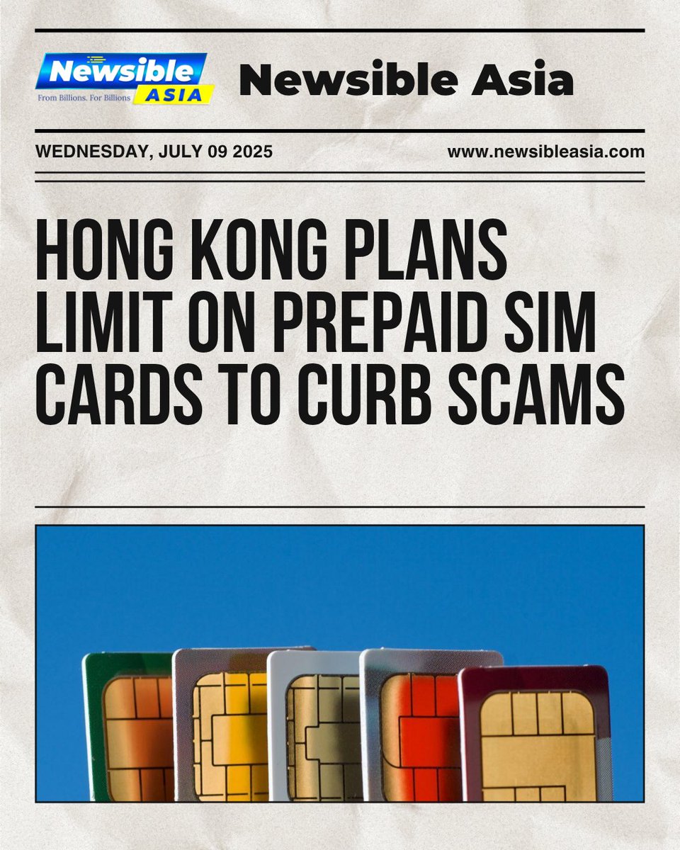 newsibleasia's tweet image. Hong Kong plans to limit prepaid SIM cards to 3 per user (from 10) to fight scams.
Those misusing or trading registered SIMs could face jail or HK$25k fine.
Read more: newsibleasia.com/hong-kong-plan…
#SIMCardLimit #PhoneScams #HongKong #NewsibleAsia