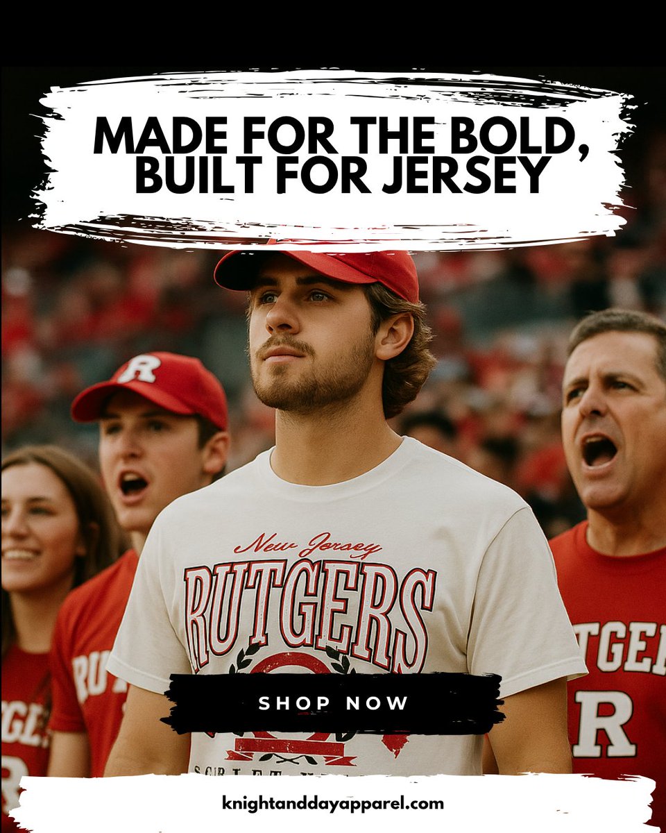 KnightandDayCo's tweet photo. Some tees are just made different — heavier, louder, prouder.💥 Made for the bold. Built for Jersey.
 👉 Shop now:  https://t.co/qplJ2ucnNk
.
#knightanddayapparel #newjersey #njstyle #jerseypride #rutgers #rutgersuniversity #campusstyle #gamedayfit #scarletstyle #rutgersnation https://t.co/cmbHsGARzb