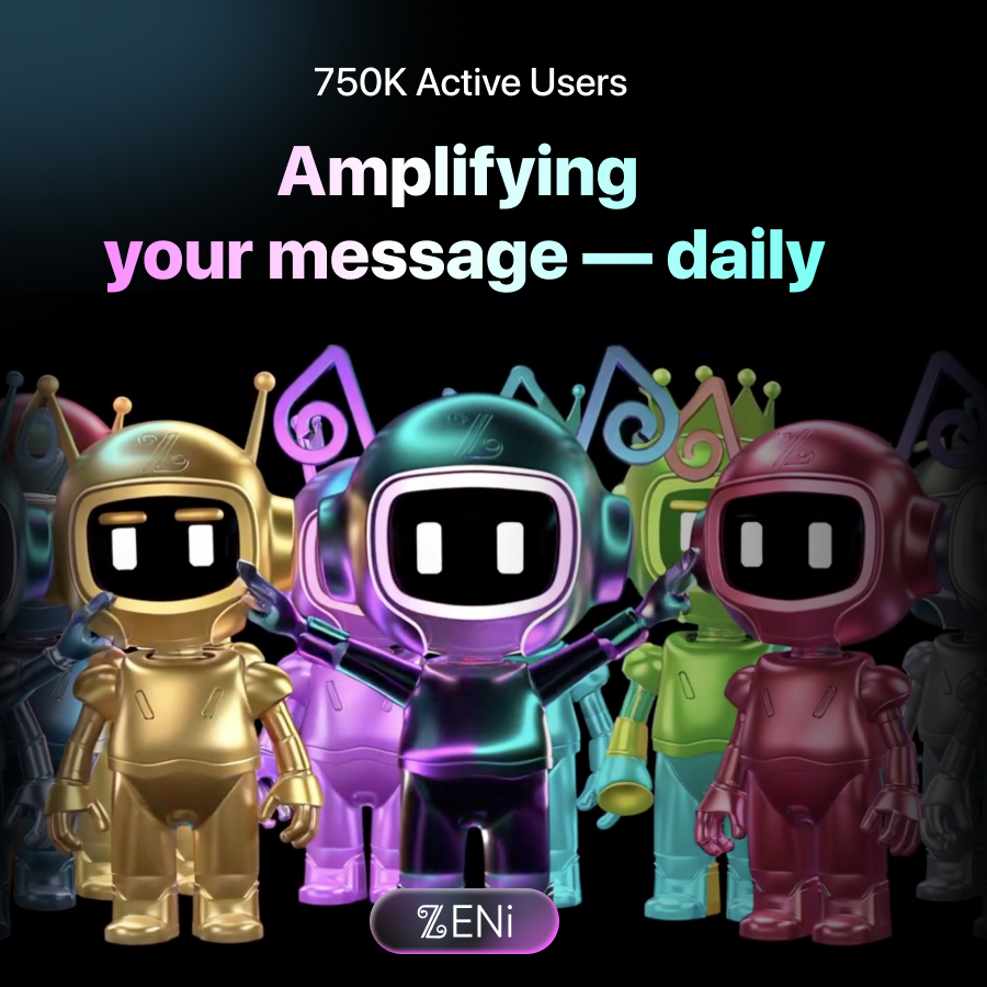 ZENi_io's tweet image. Embed ZENi and make your content part of a daily viral engine.
With 750K+ daily active users and AI-powered amplification, ZENi transforms every post into an opportunity for exposure, reaching millions through authentic community voices, not bots.
📢 Real voices. Real reach.…