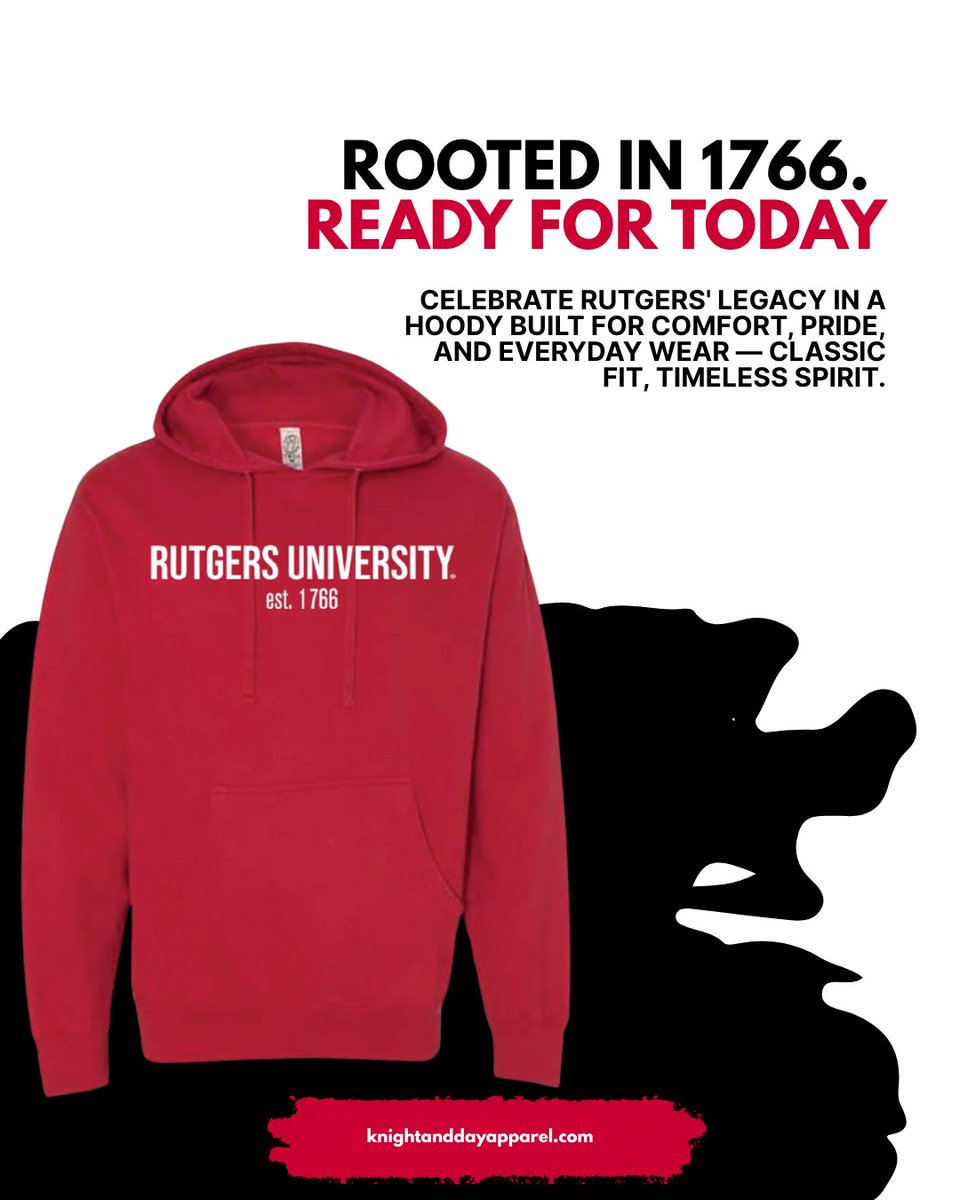 KnightandDayCo's tweet photo. Since 1766, Rutgers has stood for grit, growth, and pride. 🕰️ Rooted in 1766. Ready for today.
 👉 Shop now:  https://t.co/qplJ2ubPXM
.
#knightanddayapparel #newjersey #njstyle #jerseypride #rutgers #rutgersuniversity #campusstyle #gamedayfit https://t.co/r1RRqQJMzv