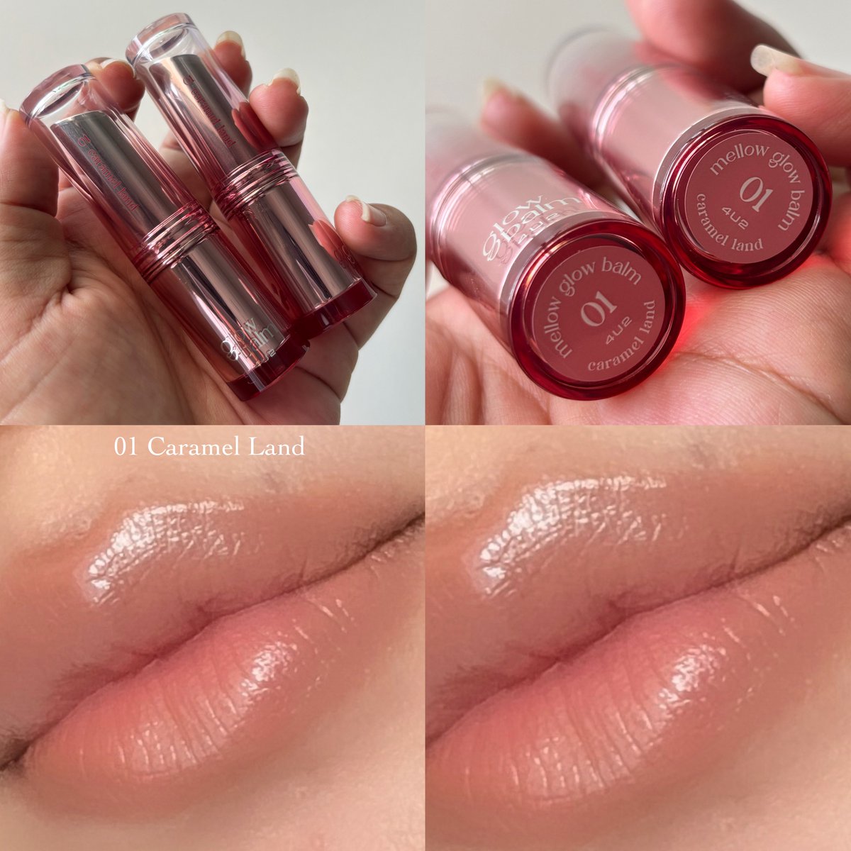 ลิปไวรัล 4U2 Mellow Glow Balm ออกปุ๊บกดซื้อ 01 Caremel land 🙋🏻‍♀️ แบบทันที น้ำตาลตุ่นคาราเมล ที่ปากคล้ำทารอด ต้องเก็บไว้เอง 2 แท่ง ชอบมากก น้ำตาลแบบไม่เข้าโรงพยาบาล ตัวลิปฉ่ำโกล์ว เนื้อลิปลื่น ชุ่มชื้นสุดๆ ไม่หนึบ ทาแล้วสบายปาก สีนี้ไม่มี = พลาด