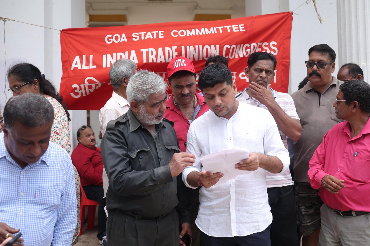 amitspatkar's tweet image. I strongly extend my support to the nationwide protest by AITUC at Azad Maidan. The @BJP4India Govt continues to ignore the voices of workers—no job security, poor wages, and growing exploitation.

In Goa too, the working class has been treated with utter injustice—contract…