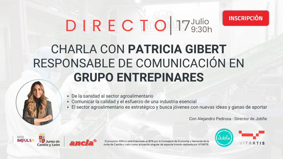 📅 ¡El 17 de julio, tienes una cita con Patricia Gibert, Responsable de Comunicación de <a href="/QEntrepinares/">Quesos Entrepinares</a>

Descubre, con <a href="/Vitartis/">VITARTIS</a>, cómo esta experta en comunicación está transformando el sector agroalimentario

🔗 f.mtr.cool/ycrakceytf

#Talento #Marketing #Comunicación #ANCLA