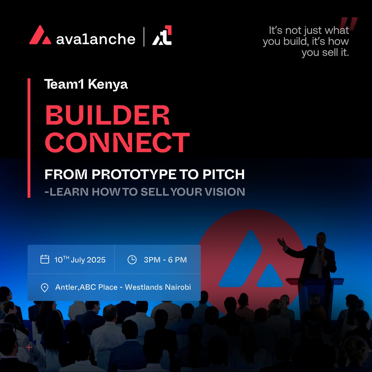 🗓 July 10th | 🕒 3PM – 6PM EAT | 📍 Antler, ABC Place
RSVP Now! lu.ma/fhh6v67s

It’s not just what you build, it’s how you sell it.

Join us for a non-technical, hands-on session designed to help builders like you transform your MVPs into compelling stories that win