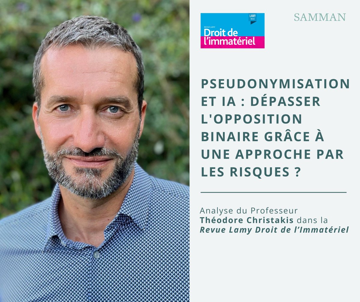 Cabinet SAMMAN (@cabinetsamman) on Twitter photo À l’heure où l’innovation responsable doit composer avec les exigences de protection des données, le Professeur <a href="/TC_IntLaw/">Theodore CHRISTAKIS</a> propose, dans la Revue Lamy Droit de l’Immatériel, une analyse actualisée de l’étude sur la #pseudonymisation qu'il a réalisée pour le <a href="/CabinetSamman/">Cabinet SAMMAN</a>. À l’heure où l’innovation responsable doit composer avec les exigences de protection des données, le Professeur <a href="/TC_IntLaw/">Theodore CHRISTAKIS</a> propose, dans la Revue Lamy Droit de l’Immatériel, une analyse actualisée de l’étude sur la #pseudonymisation qu'il a réalisée pour le <a href="/CabinetSamman/">Cabinet SAMMAN</a>.