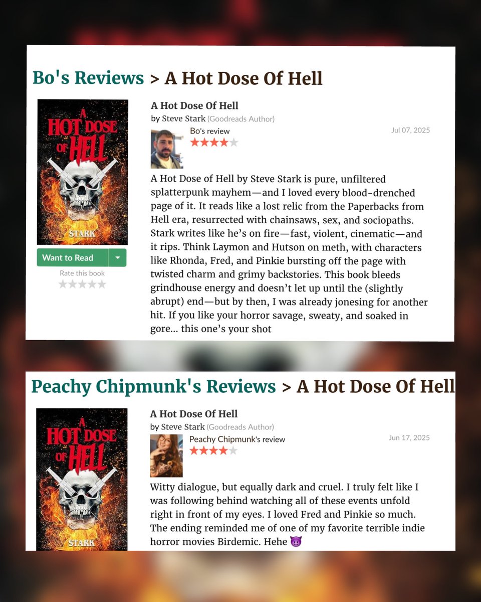 “Pure, unfiltered splatterpunk mayhem”

“Reads like a lost relic from the Paperbacks from Hell era”

“Think Laymon and Hutson on meth”