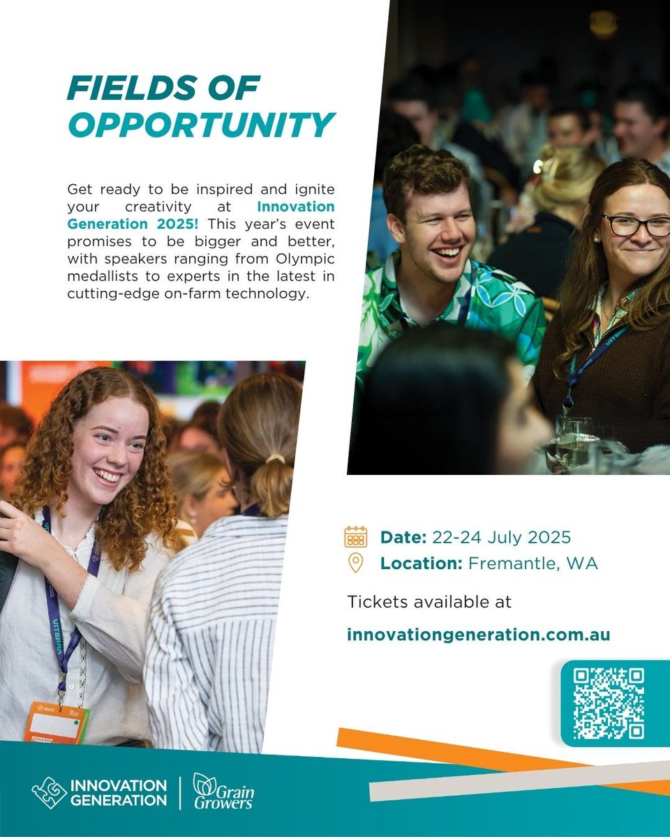 Have you got your tickets yet?

This year’s event promises to be bigger and better, with speakers ranging from Olympic medallists to experts in the latest in cutting-edge on-farm technology.

Check out the program and grab your tickets! innovationgeneration.com.au/program