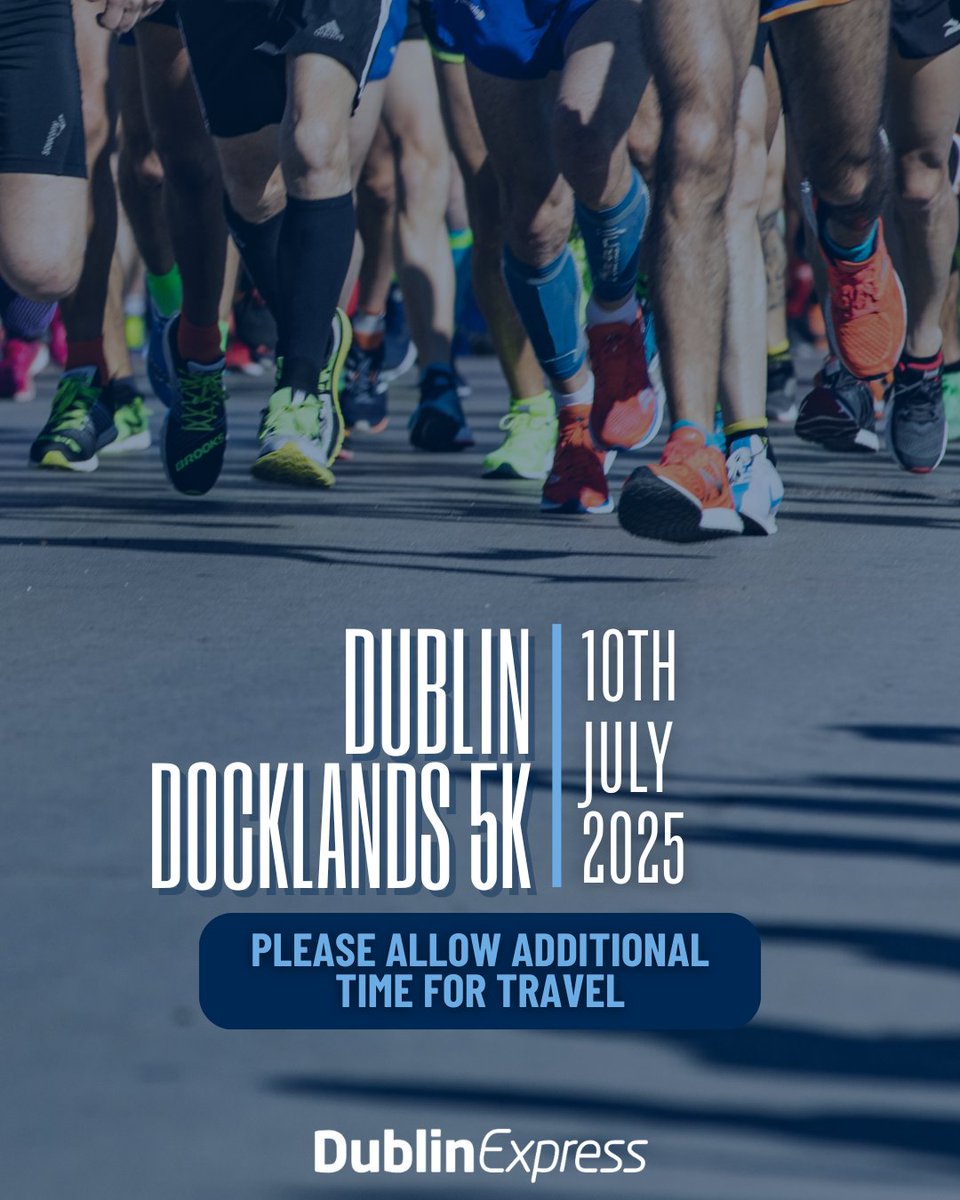 📢 Dublin Docklands 5K Disruption Notice 🏃‍♂️

Thursday, July 10th | 8:00 PM

The Dublin Docklands 5K is back and with it, there will be some temporary access restrictions across parts of the city centre. Here’s what you need to know if you're travelling through the area that