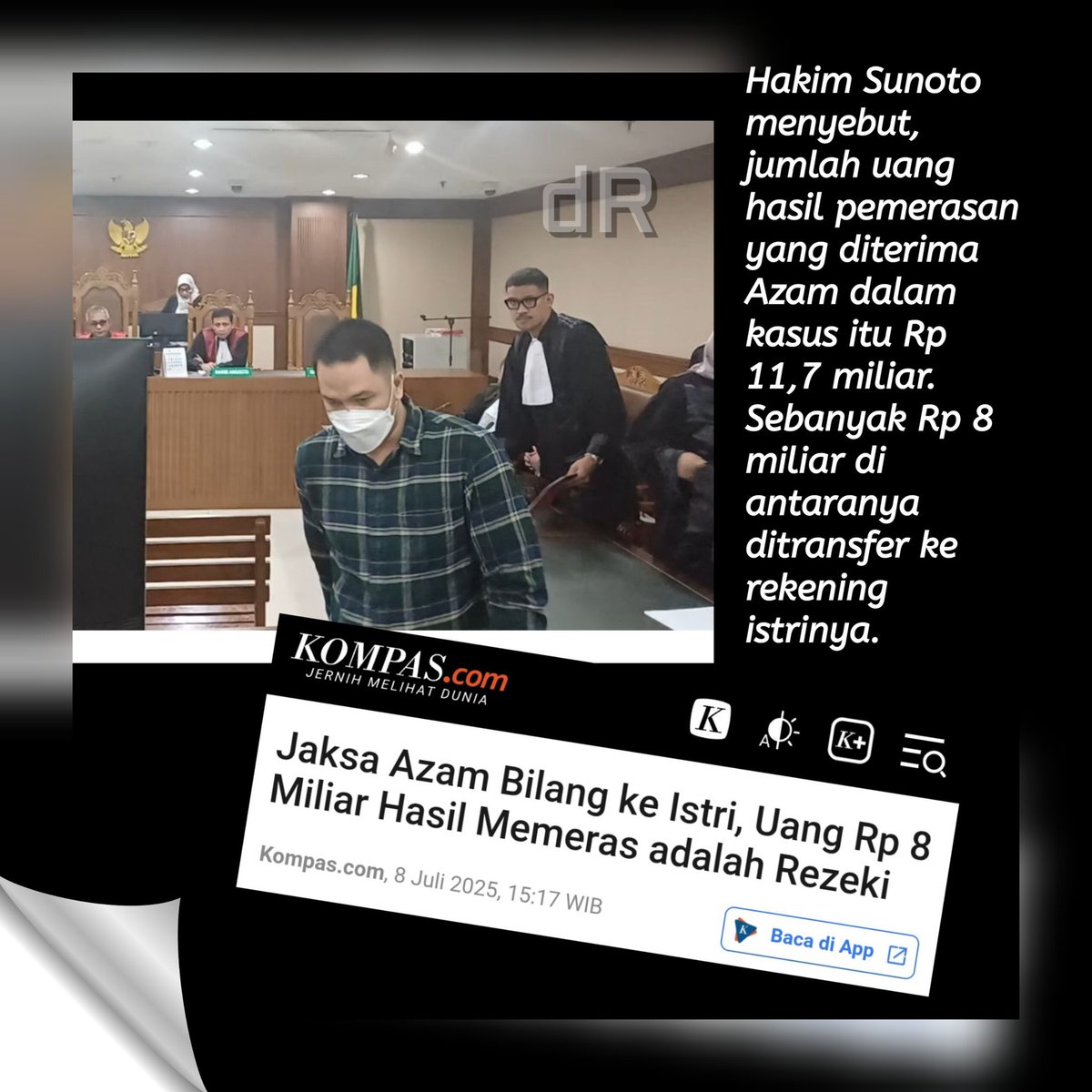 Rabu Jelang Sore Genkz.. 
Dah separah ini kah klakuan Jaksa..?? 
Masa duit hasil MENETAS dibilang Rejeki buat Istri..?? 
Ahhsu dahlah.. 

Tolak Ruu Kejaksaan
======
dpr &amp; puan Menang The King #Grok Holocaust