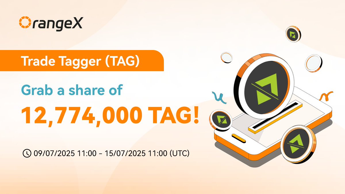 Celebrate the listing of 🍊#OrangeX &amp; Tagger (TAG)
<a href="/TaggerAI/">Tagger</a> with us!

✅ Join $TAG spot trading
🏆 Prize pool: 12,774,000 $TAG!

✅ Follow <a href="/OrangeXExchange/">OrangeX</a> and <a href="/TaggerAI/">Tagger</a> , RT &amp; tag friends
🏆 10 winners * 27,400 $TAG
🕙 From Now- 12/07/2025 10:00 (UTC)

🔍 For more details: