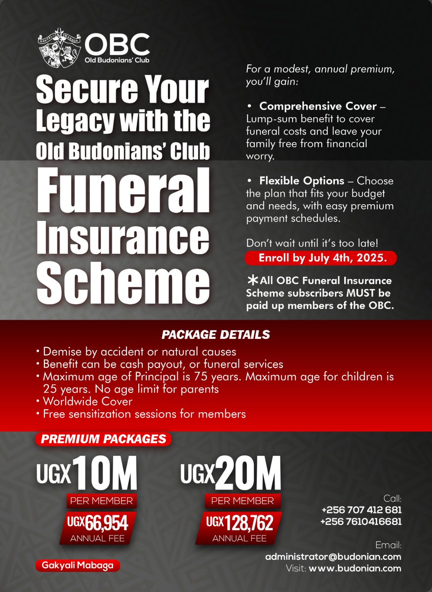 budonian's tweet image. Registration is still open, so don’t miss out! Protect your loved ones by subscribing to our Funeral Insurance Scheme. It’s never too late to secure your peace of mind. Contact us now to get started!
Please note that the first requirement is that you must be a registered member…