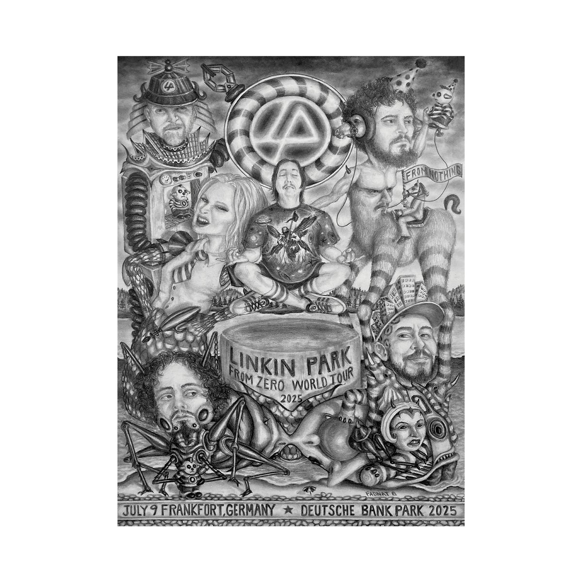 linkinpark's tweet image. Frankfurt poster. Art by Fadnat.
Available at the venue and online:
ukstore.linkinpark.com/products/fz-20…