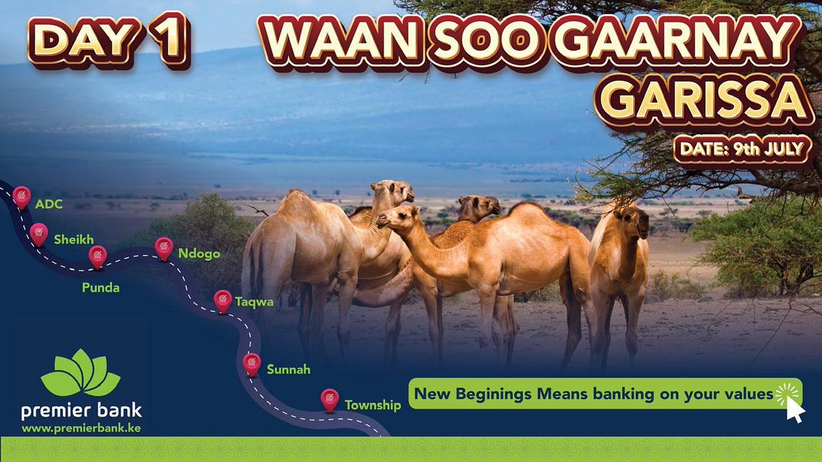 Looking forward to meeting and engaging with our Garissa County community.Look out for the  Premier Bank caravan today passing through Township,Garissa Ndogo,Bula Taqwa,Bula Punda and ADC. Spot our truck,pass by and let’s engage. #premieronthemove #ethicalbanking #garissaroadshow