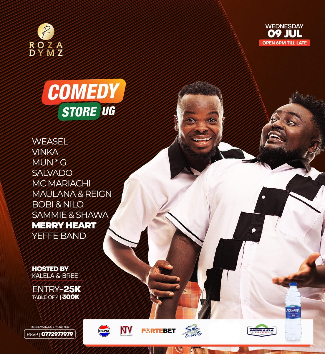NTV UGANDA (@ntvuganda) on Twitter photo #Sponsored: This star-studded lineup is anything but ordinary. Join us today for your weekly dose of laughter and entertainment at the Comedy Show in Kampala, happening at <a href="/RozaDymz/">Roza Dymz Kla</a>, Kololo.
#ComedyStoreWednesdays
🎟️ Entrance: 25k | Table for 4: 300k
Don’t miss the fun! #Sponsored: This star-studded lineup is anything but ordinary. Join us today for your weekly dose of laughter and entertainment at the Comedy Show in Kampala, happening at <a href="/RozaDymz/">Roza Dymz Kla</a>, Kololo.
#ComedyStoreWednesdays
🎟️ Entrance: 25k | Table for 4: 300k
Don’t miss the fun!
