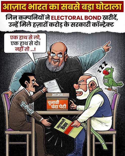 naseeruddnshah's tweet image. राष्ट्र निर्माण में आज़ाद भारत का सबसे बड़ा घोटाला! चुनावी बांड के जरिए कंपनियों से अरबों रुपये लेकर सरकार के ठेके बांटे।
भाजपा की चुप्पी और ईडी की नींद, सबके सामने!