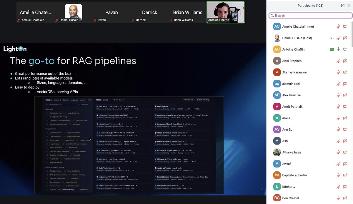 🚀 Insane day yesterday for the Knowledge squad <a href="/LightOnIO/">LightOn</a>! <a href="/raphaelsrty/">Raphaël Sourty</a> shipped PyLate-rs and <a href="/antoine_chaffin/">Antoine Chaffin</a> delivered a beautiful lecture on late interaction models supremacy, LFG ❤️