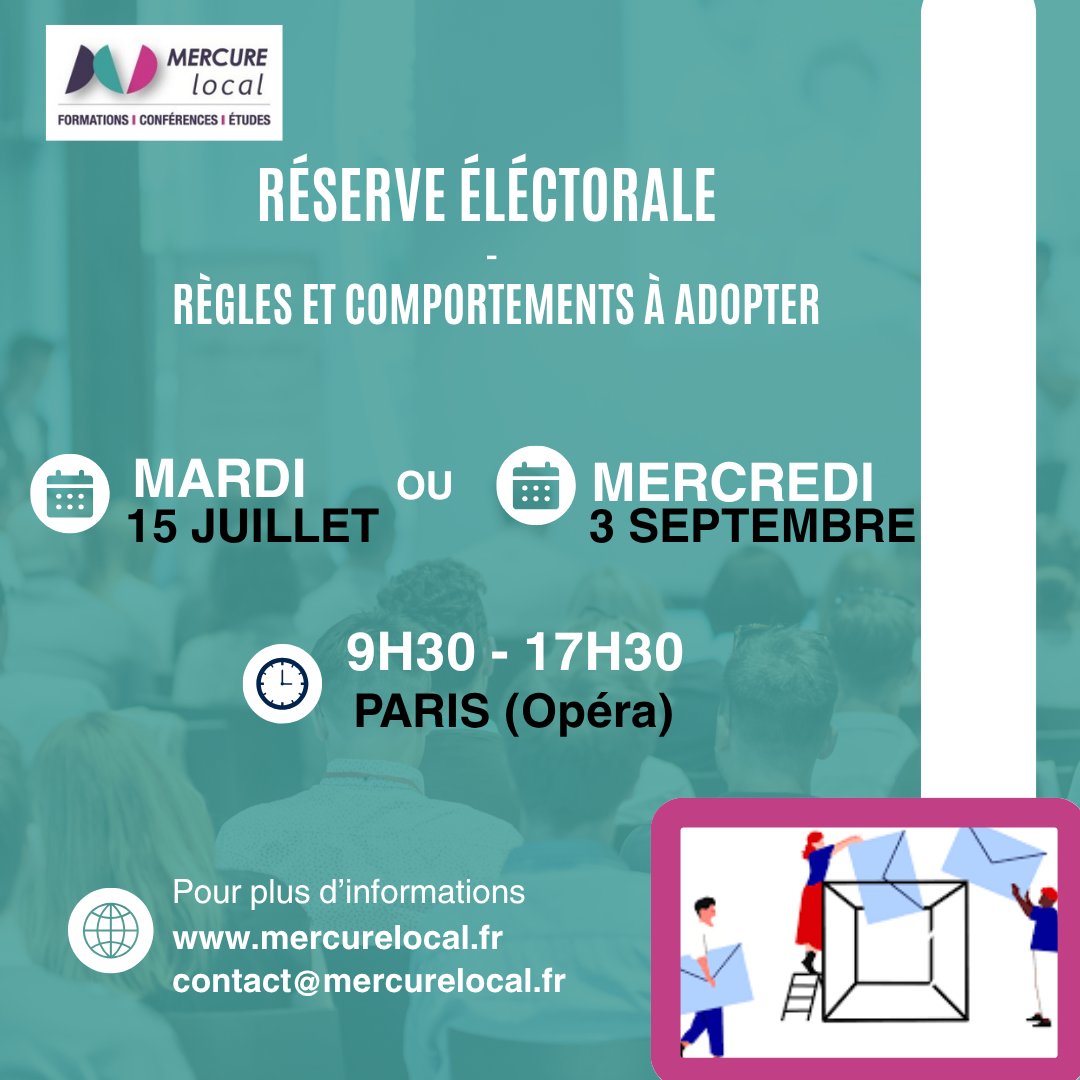 "Réserve électorale, règles et comportements à adopter"
Une formation indispensable, animée par Virginie PAQUIEN
🗓 𝑴𝒂𝒓𝒅𝒊 15 𝒋𝒖𝒊𝒍𝒍𝒆𝒕 2025
Inscription : lnkd.in/eFRCp9Vq
ou
🗓 𝑴𝒆𝒓𝒄𝒓𝒆𝒅𝒊 3 𝒔𝒆𝒑𝒕𝒆𝒎𝒃𝒓𝒆 2025
Inscription : lnkd.in/esrxRGAv