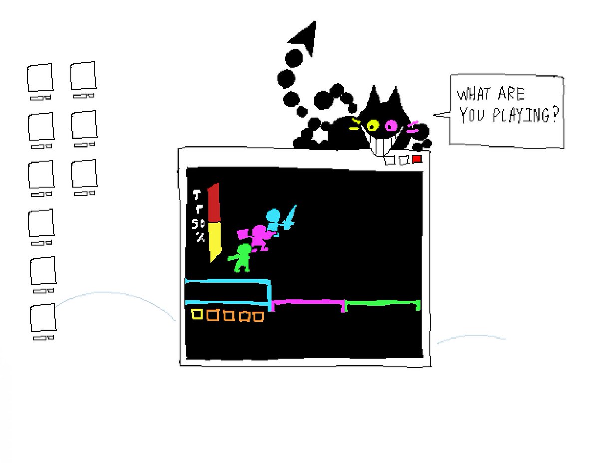 I know this will likely never happen because of console compatibility but I thought it'd be really fun of FRIEND just roamed around your computer like a desktop pet while you fought him