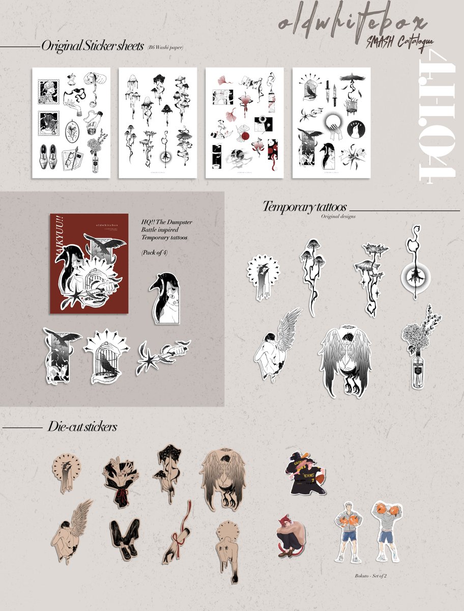 oldwhitebox's tweet image. ๐ SMASH Catalogue ๐
Back again this year at Smash !! I have a few new things and am also a part of a Haikyuu Mail Delivery stamp rally ๐
Come say hi ๐๐๐ป
๐4.H.04
#smashcon2025